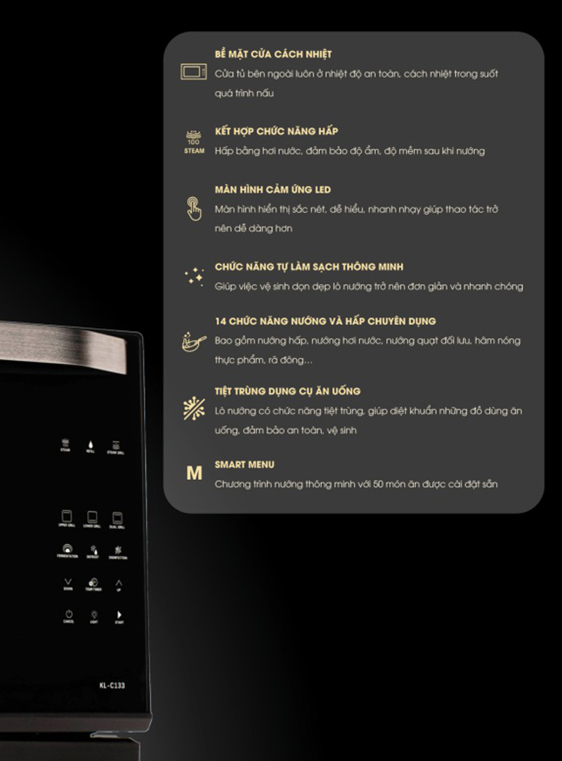 Lò nướng kết hợp hấp Kieler KL-C255 - Hàng chính hãng