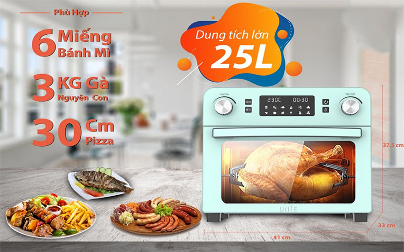 Dung tích của Lò nướng kiêm nồi chiên không dầu Unie Q36