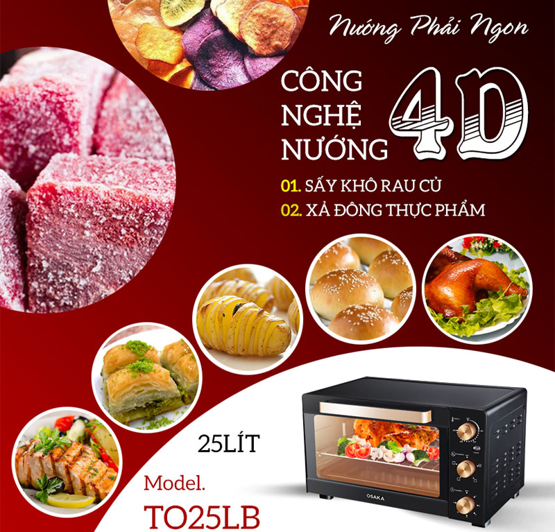 Lò nướng thùng Osaka TO-25LB - Hàng chính hãng