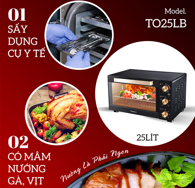 Lò nướng thùng Osaka TO-25LB - Hàng chính hãng