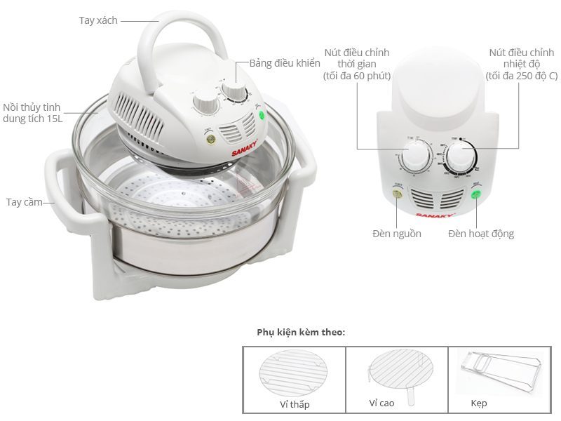 Dung tích của lò nướng thủy tinh Sanaky VH 148T