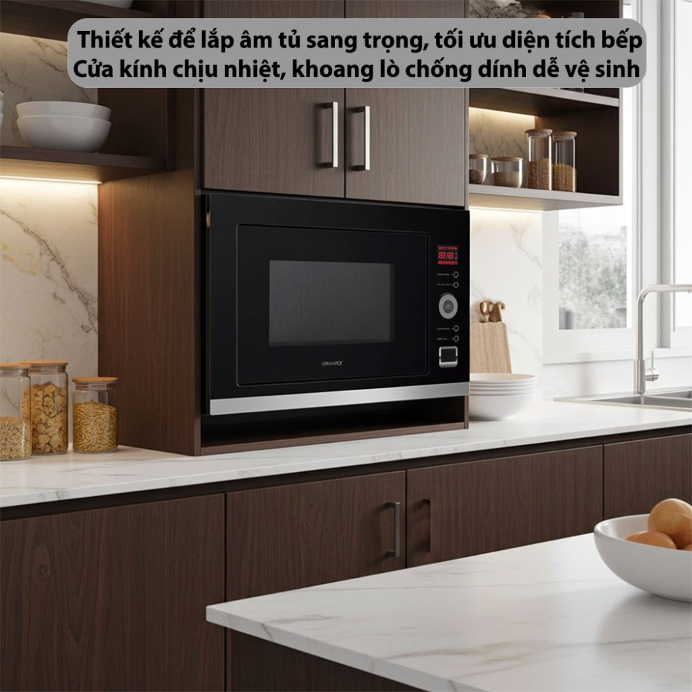Lò nướng tích hợp lò vi sóng âm tủ GrandX GX30MW5 chất liệu cao cấp, bền bỉ, an toàn