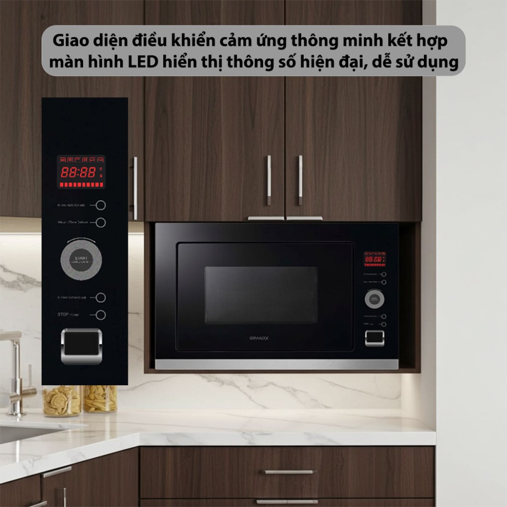Lò nướng tích hợp lò vi sóng âm tủ GrandX GX30MW5 bảng điều khiển hiện đại dễ sử dụng