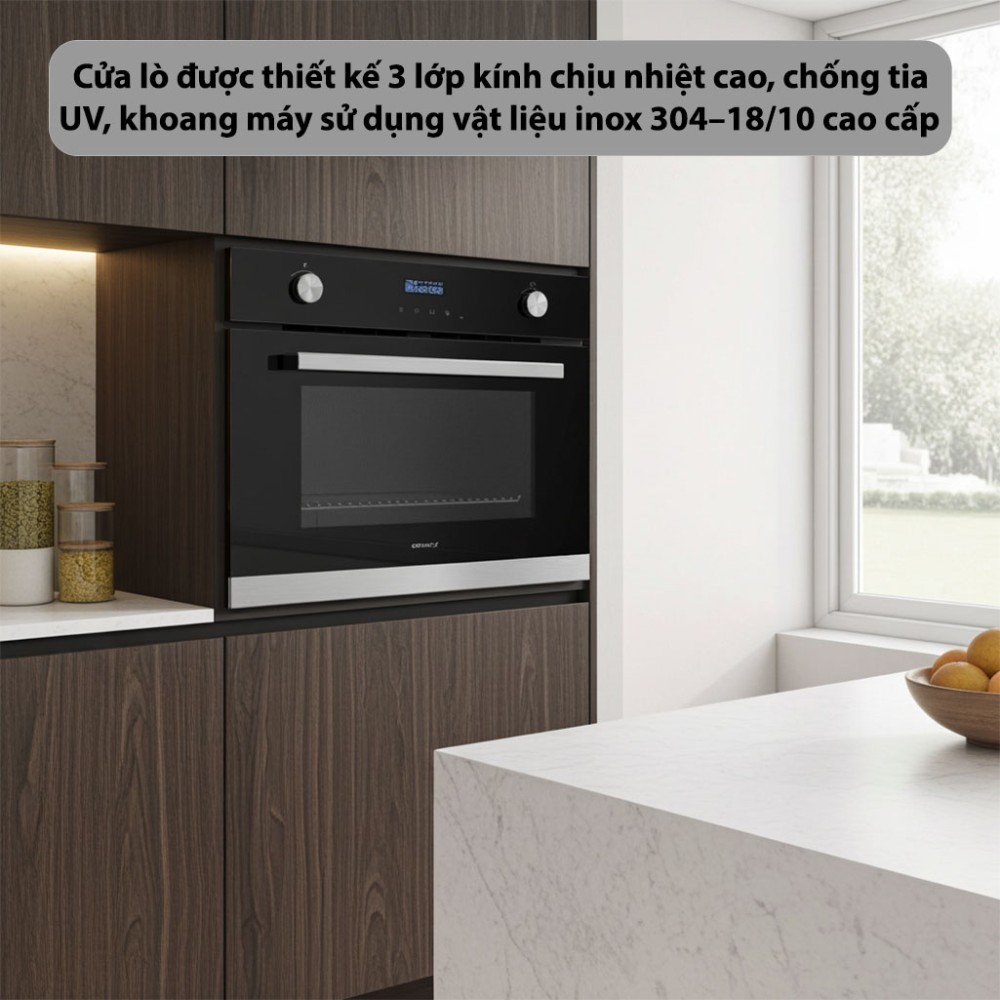 Lò nướng tích hợp lò vi sóng âm tủ GrandX GX38MW6 chất liệu cao cấp, bền bỉ
