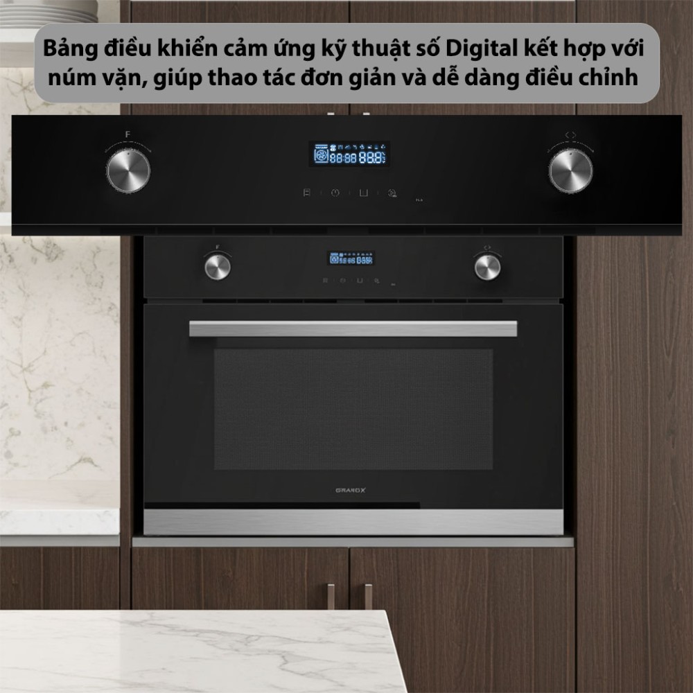 Lò nướng tích hợp lò vi sóng âm tủ GrandX GX38MW6 bảng điều khiển hiện đại dễ sử dụng