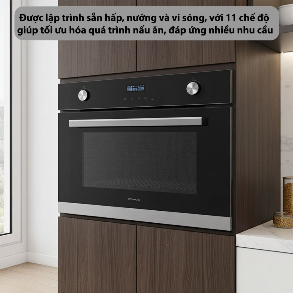 Lò nướng tích hợp lò vi sóng âm tủ GrandX GX38MW6 tích hợp sẵn 11 chế độ nấu