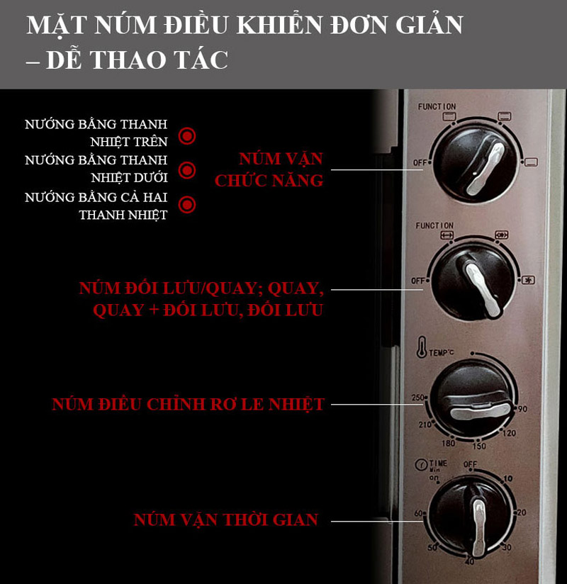 Lò nướng Tiross TS9610 - 55 lít - Hàng chính hãng