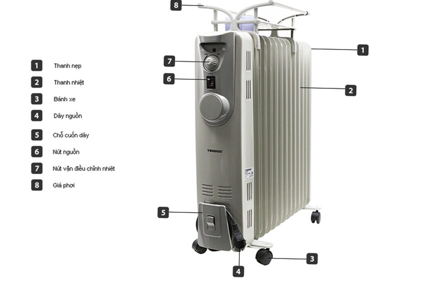 Lò sưởi dầu 13 thanh Tiross TS-926-1 - Hàng chính hãng