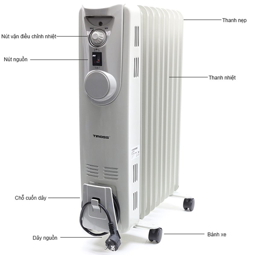 Lò sưởi dầu Tiross 9 thanh TS-923 - Hàng chính hãng