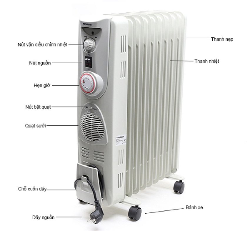 Lò sưởi dầu Tiross 9 thanh TS-925 - Hàng chính hãng