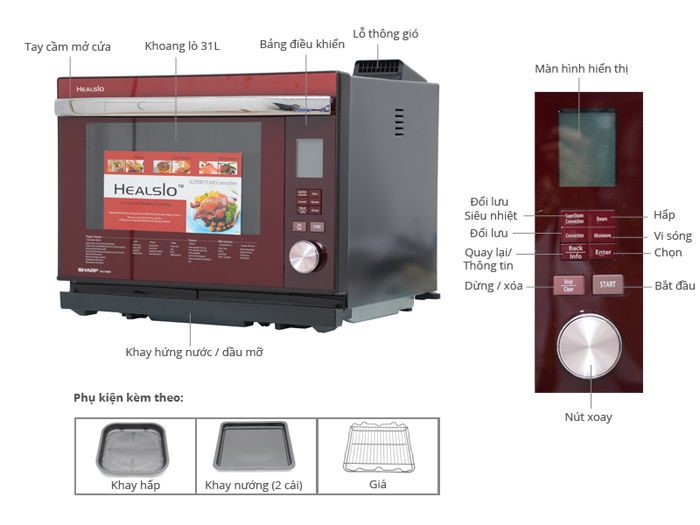 Lò vi sóng Sharp AX-1600VN-R - Hàng chính hãng