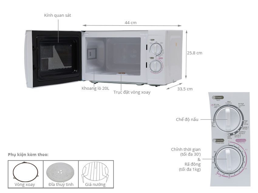 Lò vi sóng Aqua AEM-G2088V(VE3) - Hàng chính hãng