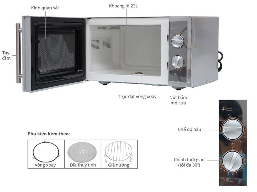 Thông số kỹ thuật của lò vi sóng Aqua AEM-G3113V
