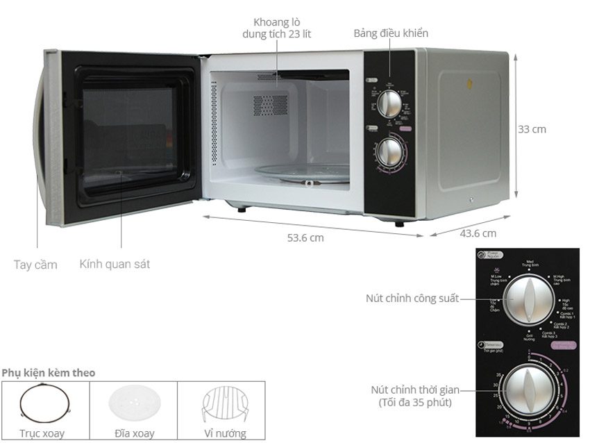 Thông số kỹ thuật của lò vi sóng Aqua AEM-G3133V