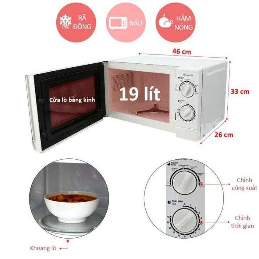 Cấu tạo của lò vi sóng Aqua AEM-S2195W