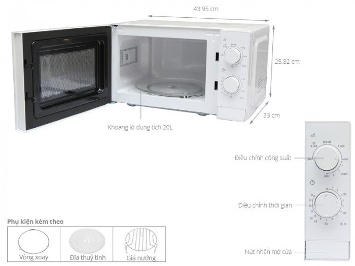Lò vi sóng Electrolux EMM2022GW - Hàng chính hãng