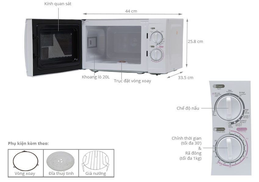 Lò vi sóng Sanyo EM-G2088V(VE3) 20 lít - Hàng chính hãng