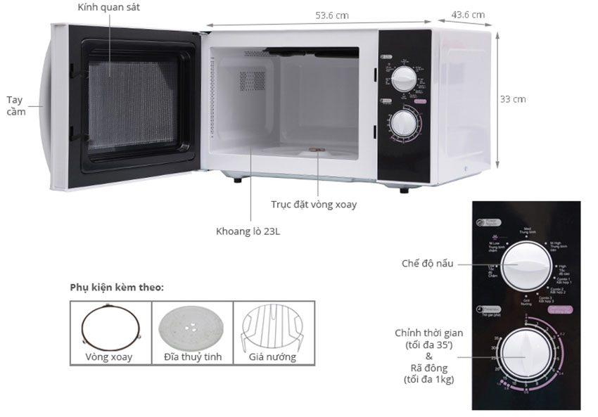 Lò vi sóng Sanyo EM-G3133V 23 lít - Hàng chính hãng