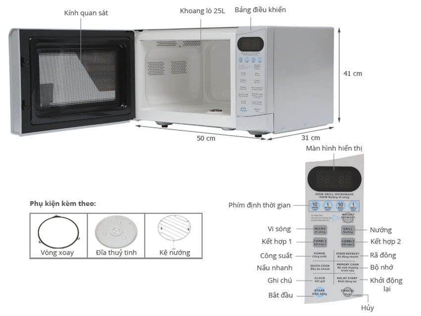Lò vi sóng Sanyo EM-G477AS 25 lít  - Hàng chính hãng