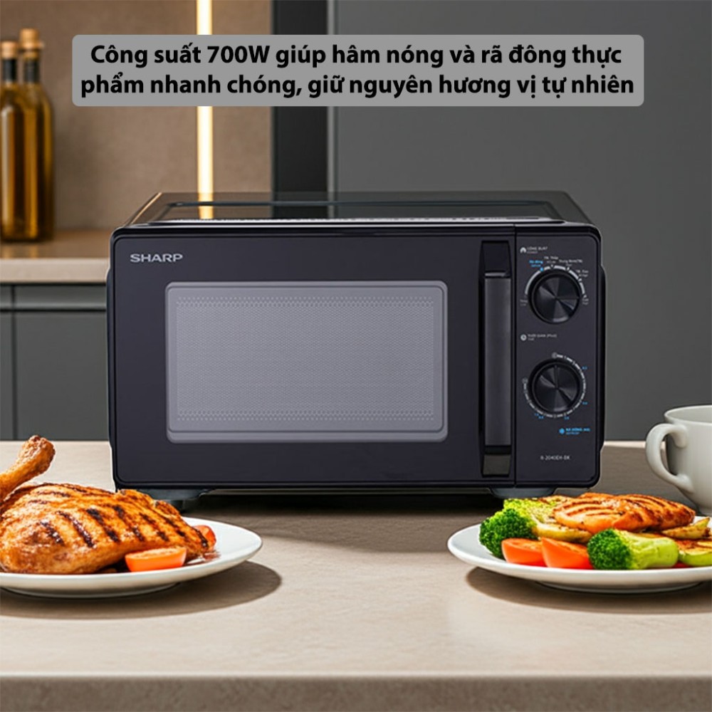Lò vi sóng Sharp 20 lít R-2040EH-BK - Hàng chính hãng