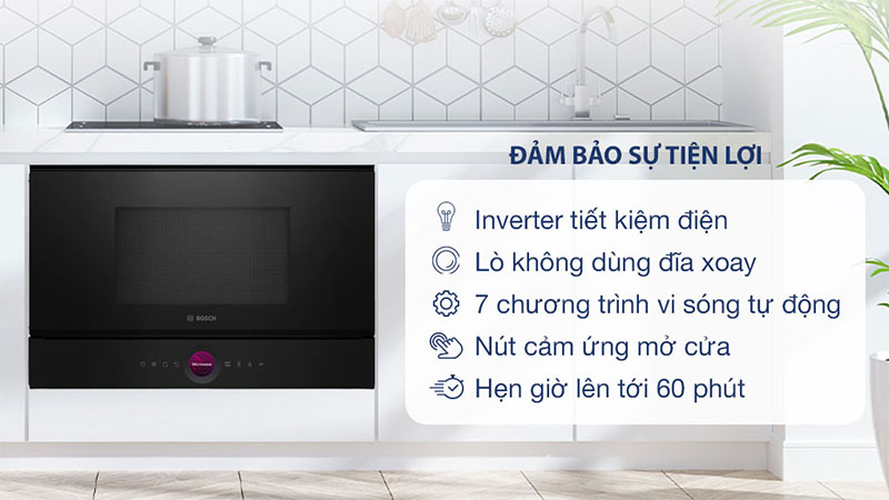 Lò vi sóng âm tủ Inverter Bosch BFL7221B1 - Hàng chính hãng