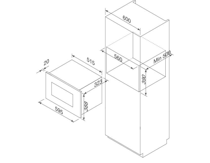 Lò vi sóng âm tủ Malloca MW-820B - Hàng chính hãng