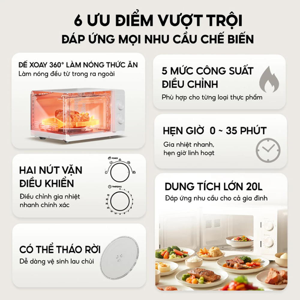 Lò vi sóng Aqua AQS-MWM2001R-W-VN - Hàng chính hãng