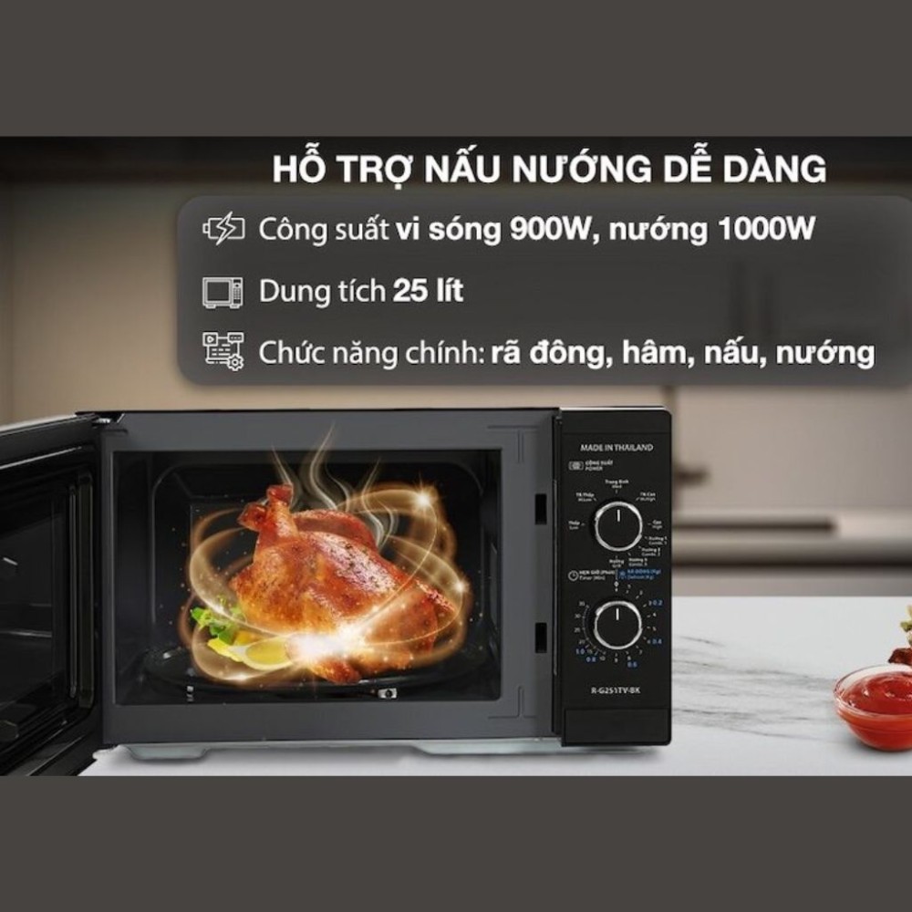 Lò vi sóng có nướng 25L Sharp R-G251TV-SL - Hàng chính hãng