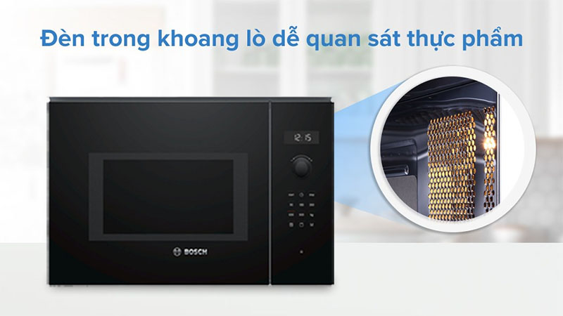 Thiết kế đèn chiếu sáng của Lò vi sóng âm tủ Bosch BEL554MB0