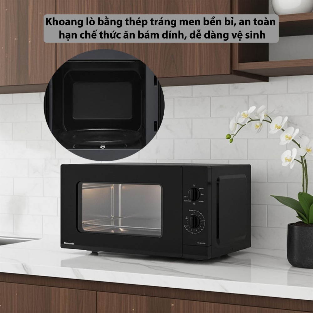 Lò vi sóng có nướng Panasonic NN-GM34NBYUE 24 lít cấu tạo khoang lò chất liệu bền bỉ, an toàn