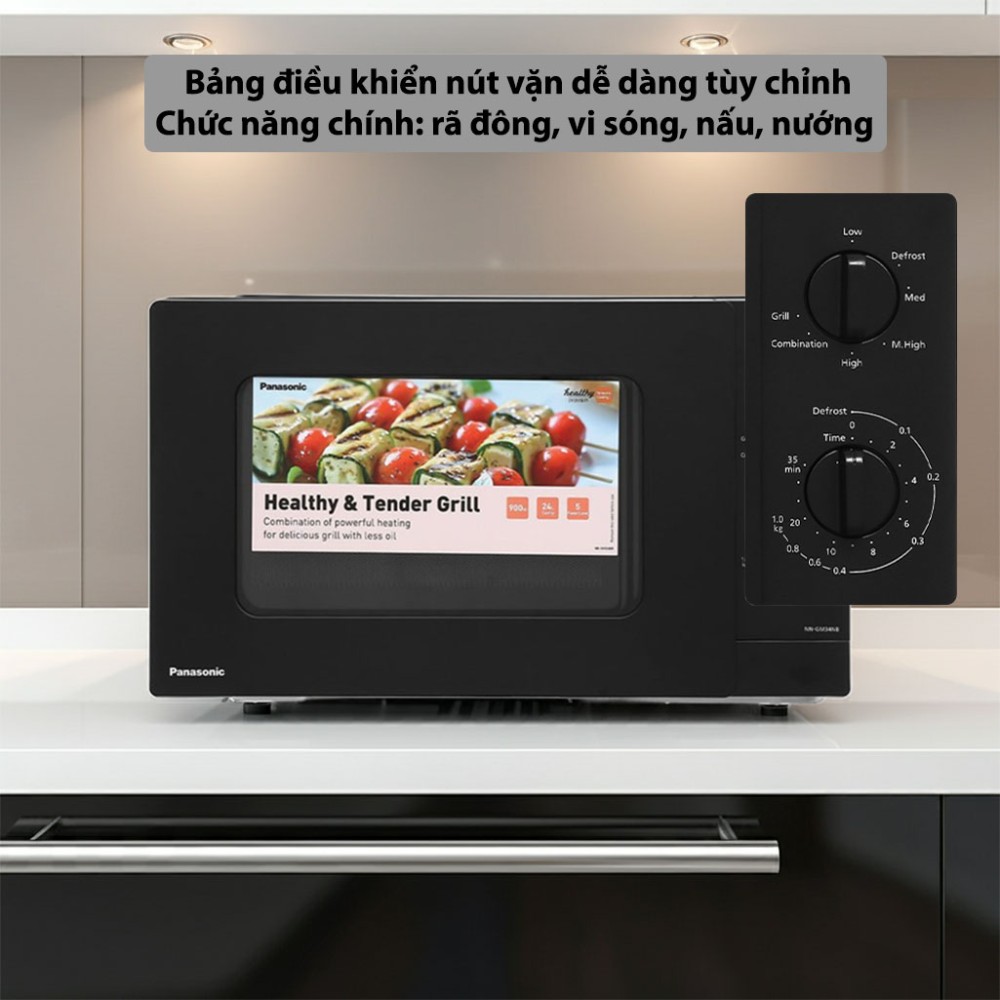 Lò vi sóng có nướng Panasonic NN-GM34NBYUE 24 lít bảng điều khiển cơ đơn giản dễ sử dụng