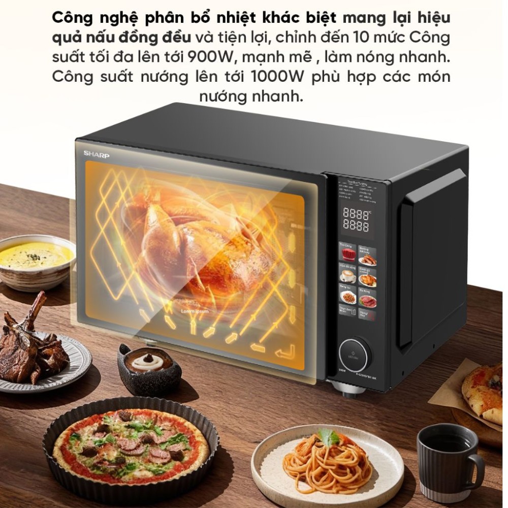 Lò vi sóng có nướng Sharp R-G2545FBC-BK 25 lít - Hàng chính hãng