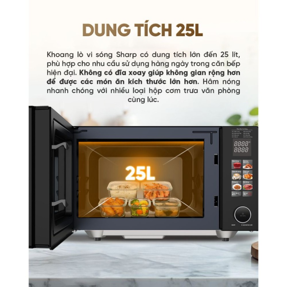 Lò vi sóng có nướng Sharp R-G2545FBC-BK 25 lít - Hàng chính hãng