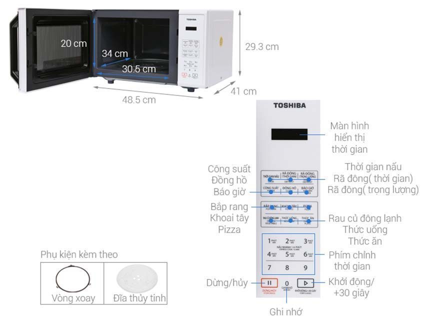 Lò vi sóng điện tử Toshiba ER-SS23(W)VN 23 lít - Hàng chính hãng