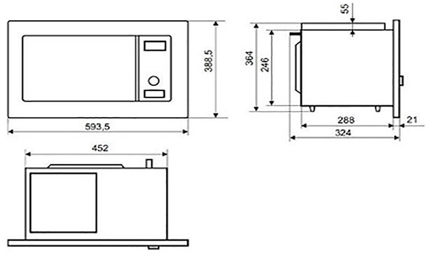 Kích thước của Lò vi sóng kết hợp nướng Amica AMGB20E1GB