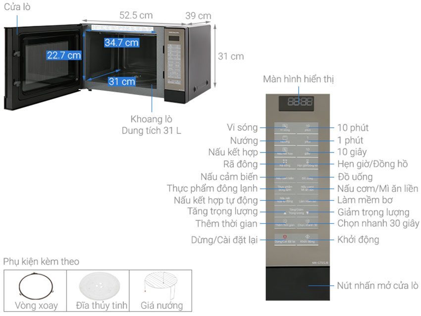 Lò vi sóng kết hợp nướng Panasonic NN-GT65JBYUE - Hàng chính hãng