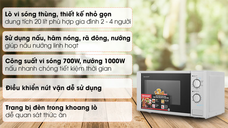 Lò vi sóng có nướng Sharp R-G228VN-SL