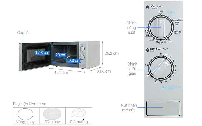 Thiết kế của Lò vi sóng có nướng Sharp R-G228VN-SL