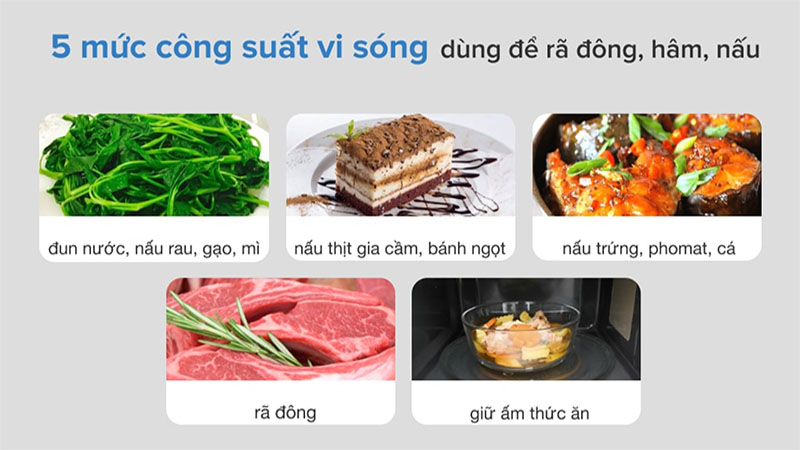 5 mức công suất vi sóng của Lò vi sóng kết hợp nướng Teka ML 8200 BIS BK 