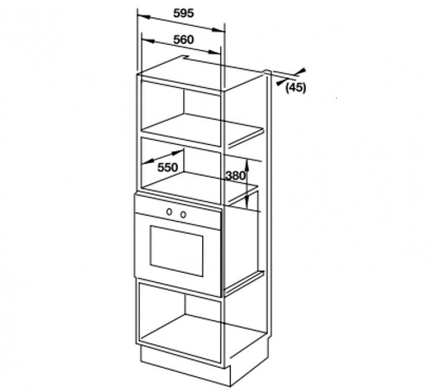 Kích thước của lò vi sóng kết hợp nướng âm tủ Hafele HM-B38C