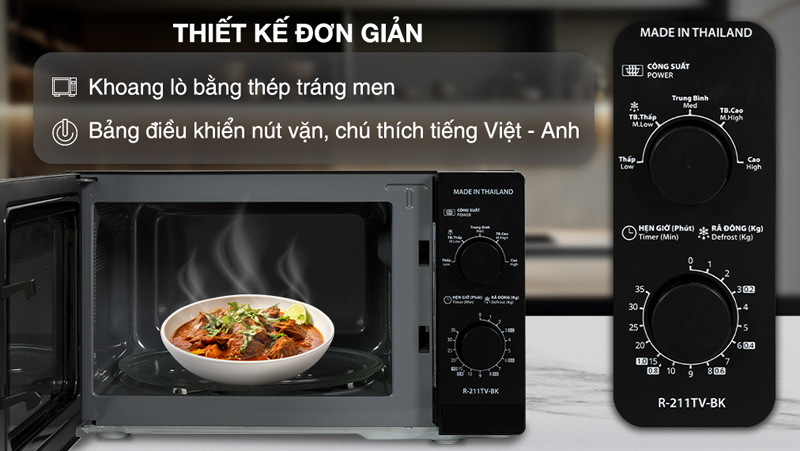 Lò vi sóng Sharp 21 lít R-211TV-BK - Hàng chính hãng