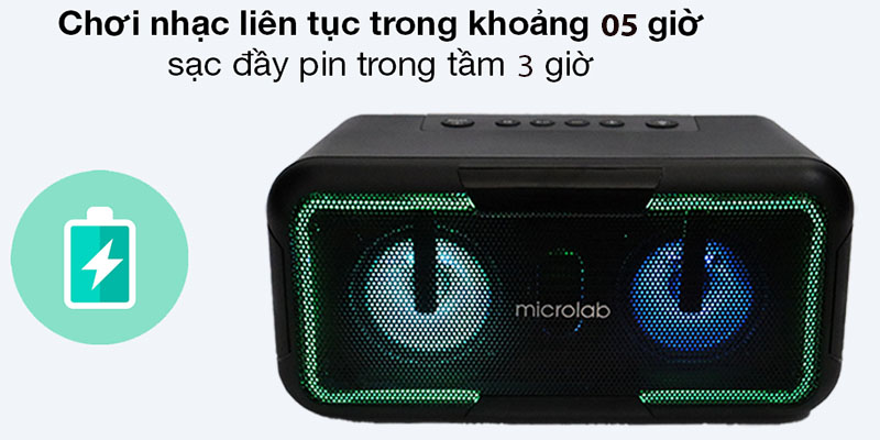 Thòi gian sử dụng và sạc pin của Loa Bluetooth Microlab BP12/ 2.0 NEW