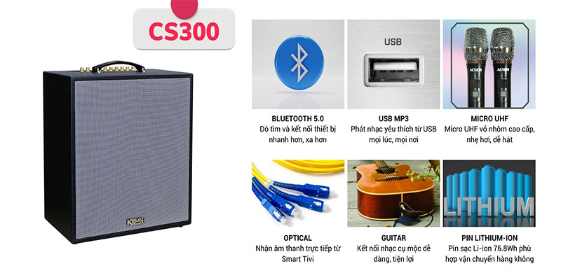 Loa karaoke xách tay Acnos CS300 - Hàng chính hãng
