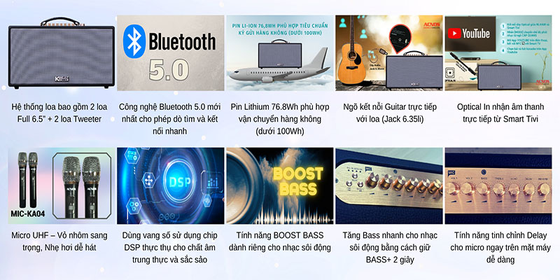 Loa karaoke xách tay Acnos HN447 - Hàng chính hãng