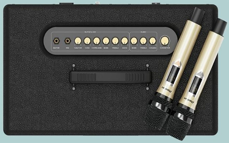 Điều khiển và micro của Loa karaoke xách tay Paramax Pasion 2