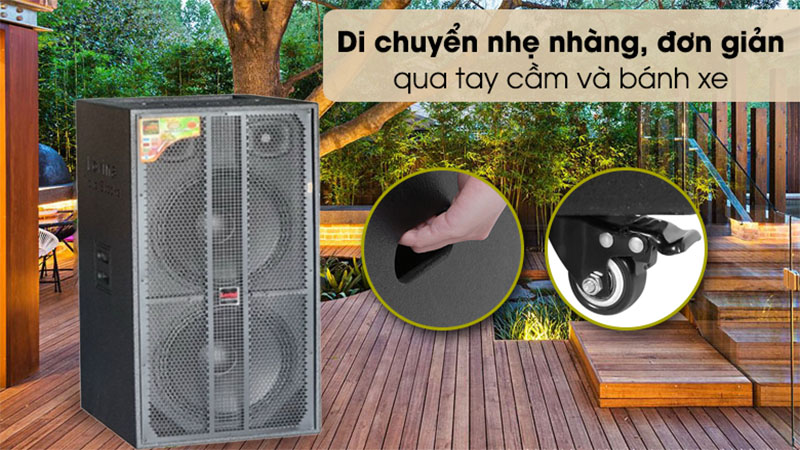 Thiết kế bánh xe của Loa kéo bình công suất lớn Lovina KB216