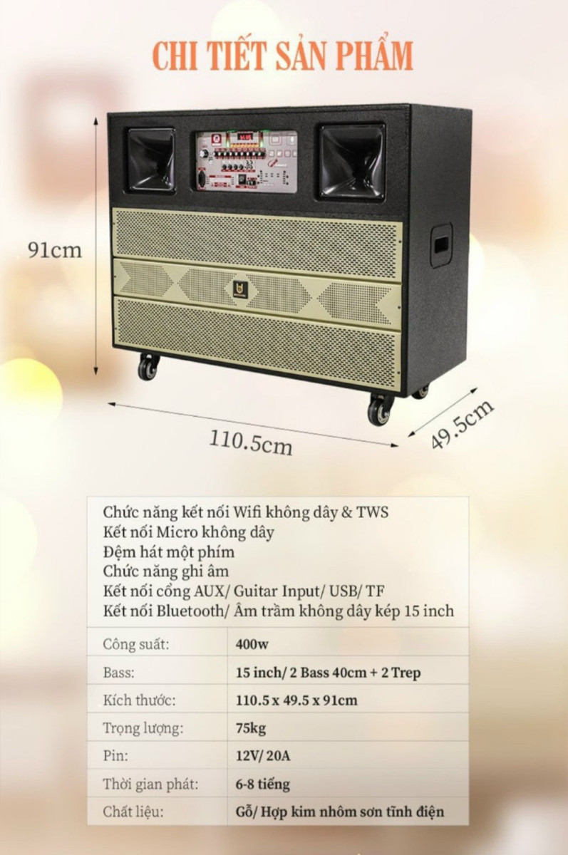 Thông số và kích thược của loa kéo bd-6800