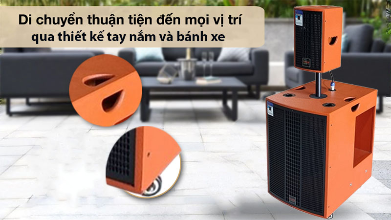 Thiết kế bánh xe của Loa kéo bình công suất lớn Lovina KB21201
