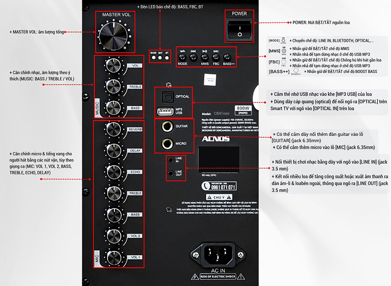 Loa kéo di động Acnos CB41NEO - Hàng chính hãng