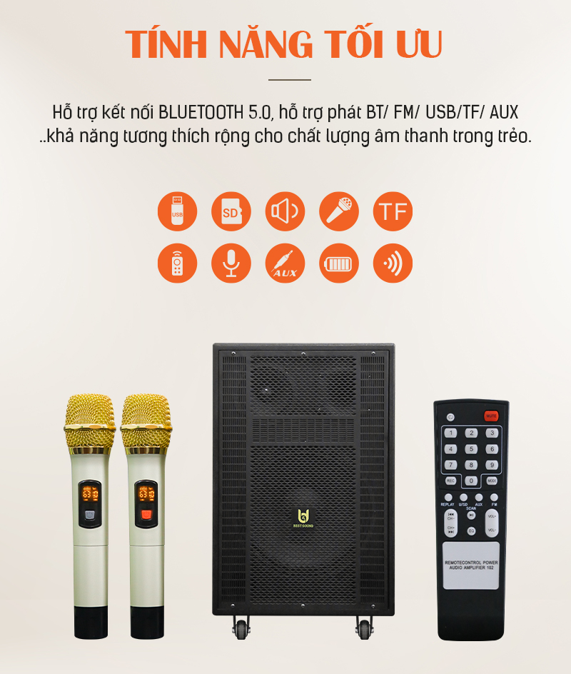 Loa kéo di động Best sound BD-8012 - Hàng chính hãng